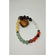 Badeaccessories 8 Mm Erkek Aslan Burcu Doğaltaş Bileklik Çok Renkli