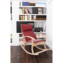 Mobildecoaş Mobildeco Padişah Ahşap Sallanan Sandalye Bordo - Doğal Bordo