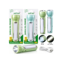 2ın1 Softled Şarjlı El Feneri Usb - Type-c Şarjlı 1 Led 1.2w - 14 Led 2.4w K-0965 5468 Çok Renkli