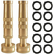 Vkemall 2 Adet Kaliteli Bakır Bahçe Hortumu Nozzlesı, 3/4" Ayarı, Akışı Dönerek Regüle Et, 10 Adet Kauçuk Washer Dahil, Ağır Duty