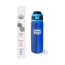Coral High Renkli Çizgili Desenli Pipetli Ve Direkt İçim Çelik Termos 800 Ml 38555 Saks Mavi