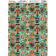 Pirinç Dekopaj Kağıdı 30x42cm Pt-1351 Afrika Maske Kabile
