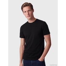 LC Waikiki Lc Waıkıkı Siyah Slim Fit Kalın Kumaş Tişört /02