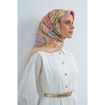 Armine Tivil Saf İpek Eşarp 9516 - 31 Açık Somon Çiçek Desen Açık Somon