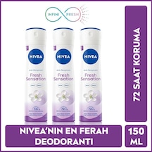 Nivea Fresh Sensation Kadın Sprey Deodorant 150 Ml,72 Saat Anti-perspirant Koruma,uzun Süren Ferahlık X3
