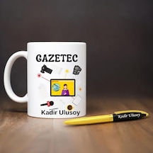 Mesleki Hediye Gazeteci Temalı Hediye Seti Kişiselleştirilebilir Kupa & Kalem