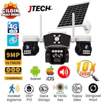 O-kam 9095 3mp+3mp+3mp 9mp 4g Sim Kartlı Solar Panelli 10x Optik Zoom 3 Lens Alert Ptz