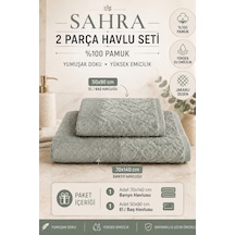 Sahra 2'li Banyo Havlu Seti Havlu Banyo Havlusu I Hamam Seti I Çeyiz Havlusu 70 X 140 Cm - 50 X 90 Cm Haki