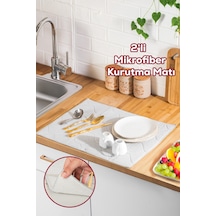 Porsima 3139 2li Mikrofiber Tezgah Üstü Kurutma Matı Süper Emici Bulaşıklık Gri Gri