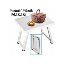 Emirleravm Bursev Plastik Portatif Katlanabilir Küçük Boy Piknik Masası Beyaz