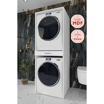%100 Mdf Kurutmalı Çamaşir Makinesi Dolabi Beyaz Beyaz