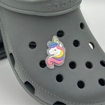 Crocs Terlik Süsü Ve Aksesuarı , Çanta Süsü Jibbitz 3d Kabartma Unicorn Şeffaf Alt 01 Görsel Figür Aksesuar Fuşya-mor-beyaz-sarı-şeffaf-mavi