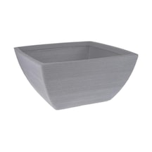 Yivli Gri Plastik Kare Saksı, 52x52x25 Cm