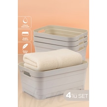 Vienev 4'lü 10,8 Litre Saklama Kutusu Bej Bej