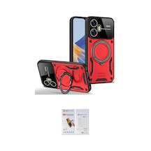 Cep 20-26 Realme Uyumlu C55 Kılıf Kıvılcım Modern Serisi İkili Koruma Seti Najmaddin Kırmızı