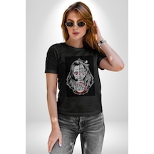 Anime Demon Slayer Unisex Unisex Siyah Organik Baskılı T-shirt Penye Yüksek Kalite Siyah
