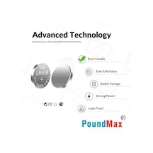 10x Ag9 Lr45, Lr936, 394 1.5v - Poundmax Alkalin Düğme Piller 1x 10'lu Paket