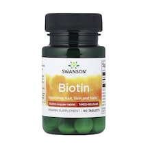Takviye Swanson Vitamins, Biotin, Time-release, 10,000 Mcg, 60 Tablets