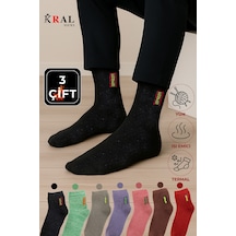 Kral Socks Termal Erkek Havlu Patik Çorap 3'lü Set 3 Çift Çok Renkli