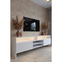 Resital Ledli Tv Sehpası - Led Işıklı - Beyaz - W9032-1