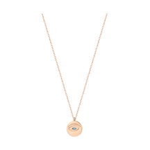 Ortası Turkuaz Taş Göz Gümüş Kolye Rose Gold