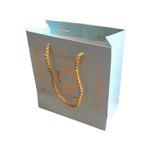 Karton Hediye Çantası Gold Saray Desenli 20x20x10 Cm 10 Adet Mavi