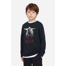 Tshirthane The Punisher Baskılı Unisex Çocuk Siyah Sweatshirt (534630427) Siyah