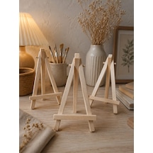 3'lü Ahşap Mini Şövale Seti 15 Cm - Masaüstü Resim Ve Fotoğraf Standı 003