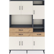 Arges Dolap 10 Raflı 3 Çekmeceli 6 Kapaklı 132x30x195 Antrasit-aytaşı/çam Aytası/atlas Çam