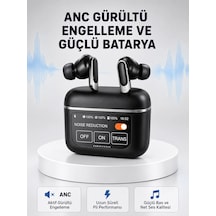 Anc Teknolojili Kablosuz Bluetooth Kulaklık - Dokunmatik, Dijital Göstergeli, Yüksek Ses Kalitesi Renkli
