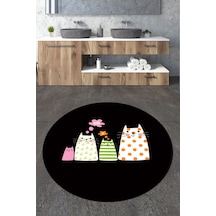 Four Cats Çap Banyo Halısı Djt 120x120 cm, Banyo Halısı , Banyo paspası yıkanabilir Çok Renkli