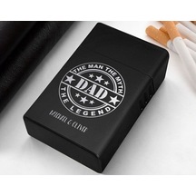 Bk Gift Kişiye Özel İsimli Babalar Günü Tasarımlı Siyah Metal Sigara Tabakası ,babalar Günü Hediyesi , Babaya Hediye , Sigara Tabakası-9