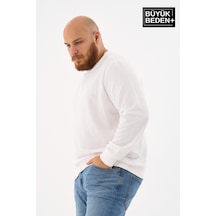 Superlife Erkek Büyük Beden Bisiklet Yaka İnce Sweatshirt Regular Fit %64 Pamuklu Spr26bsw956 Ekru