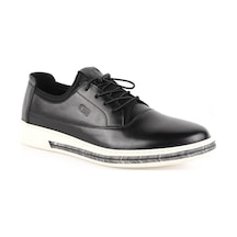 Erkek Casual Ayakkabı Hakiki Deri Kilitli Lastik Bağcıklı Esnek Boğazlı Hafif Beyaz Eva Taban Sneaker Lbr H1097 Siyah