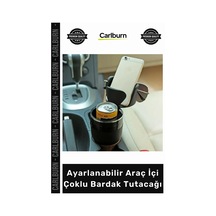 Özel Üretim Döner Yapılı Fonksiyonel Bardaklık Siyah Ayarlanabilir Araç İçi Çoklu Bardak Tutacağı