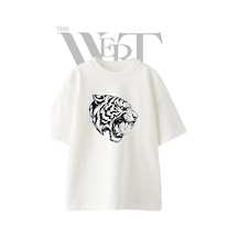 Thewert Roaring Tiger Tasarım Baskılı Ünisex Beyaz Oversize T-shirt