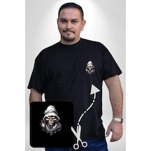 Angemiel Kasaba Kurukafa Ninja Siyah Büyük Beden Kadın Basic Minimal Baskılı Tişört Siyah