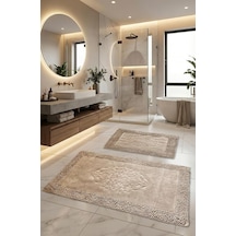 Pamukkent Süper Emici 2'li%100 Pamuk Ultra Lüks Banyo Paspası Seti 60x100 Cm Ve 50x60 Cm Kahverengi Diğer