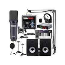 Midex Private Paket-7 Stüdyo Ekipmanları Seti Monitör Mikrofon Ses Kartı Kulaklık Midi Klavye
