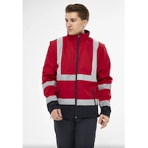 Orange Safety Softshell Mont Reflektörlü Kolları Çıkmalı Kırmızı