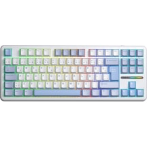 Aula F87 Pro Mekanik Rgb Tkl Graywood V4 Switch Kablosuz Makrolu Hot Swap Türkçe Q Klavye Buz Mavisi