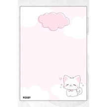 A5 Kedi Bloknot Çizgisiz Defter - 50 Yaprak - Memopad - Notepad - Not Defteri - Not Kağıdı Çok Renkli Çok Renkli
