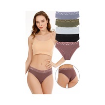 Sensu Kadın Fitilli Dantel Detaylı Slip Külot 5'li Paket Set Karışık