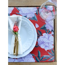 Kırmızı White Rose Kumaş Amerikan Servis 4'lü Set 35x50cm Çok Renkli