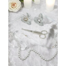 Pietra Kristal Cam Yüzük Yükselticisi Ve Söz Makası Seti Gri Gri