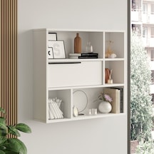 Robin Home Lidya Duvar Rafı Kitaplık Kapaklı Beyaz