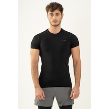 Maraton Active Slimfit Erkek Bisiklet Yaka Kısa Kol Koşu Siyah T-Shirt 821072-Siyah