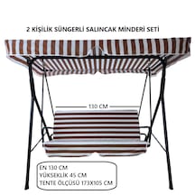 Salıncak Minder Seti Tenteli Kahverengi Beyaz 2 Kişilik Süngerli 130x45x3cm Kahverengi - Beyaz