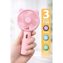 3 Modlu Şarjlı El Fanı 3 Kademe Seyahat Masaüstü Vantilatör Taşınabilir Mini Fan Pembe F136