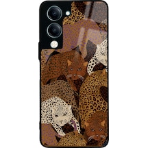 Vivo Y19 Leoparlar Tasarımlı Glossy Telefon Kılıfı Çok Renkli